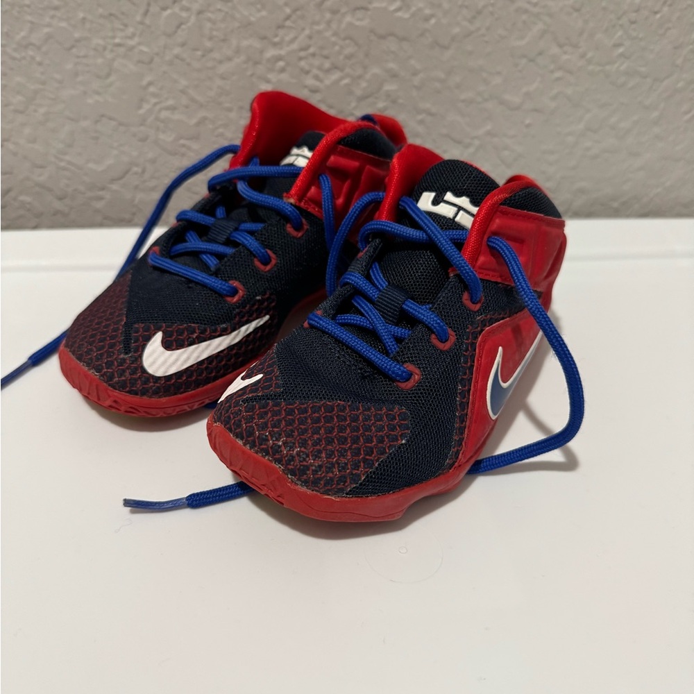 Kids Nike Lebron Blue and Red Sneakers-9C